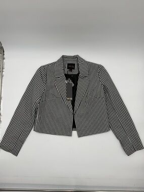 NWT black and white gingham check cropped blazer from Truth Sz 8